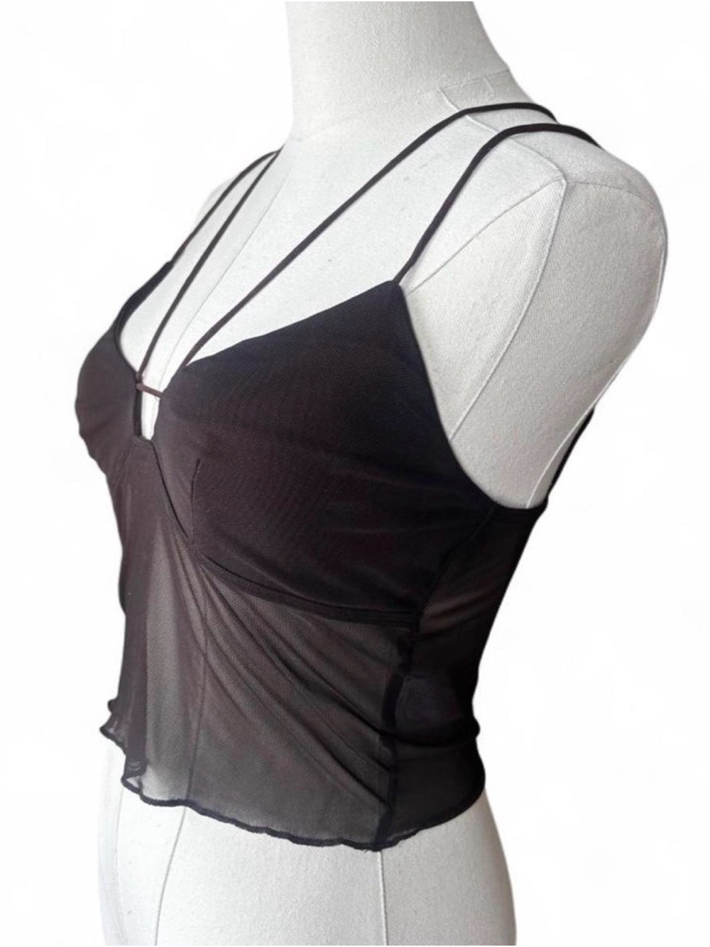 Adika Brow. Double-Strap Sheer Mesh Cami Y2K
